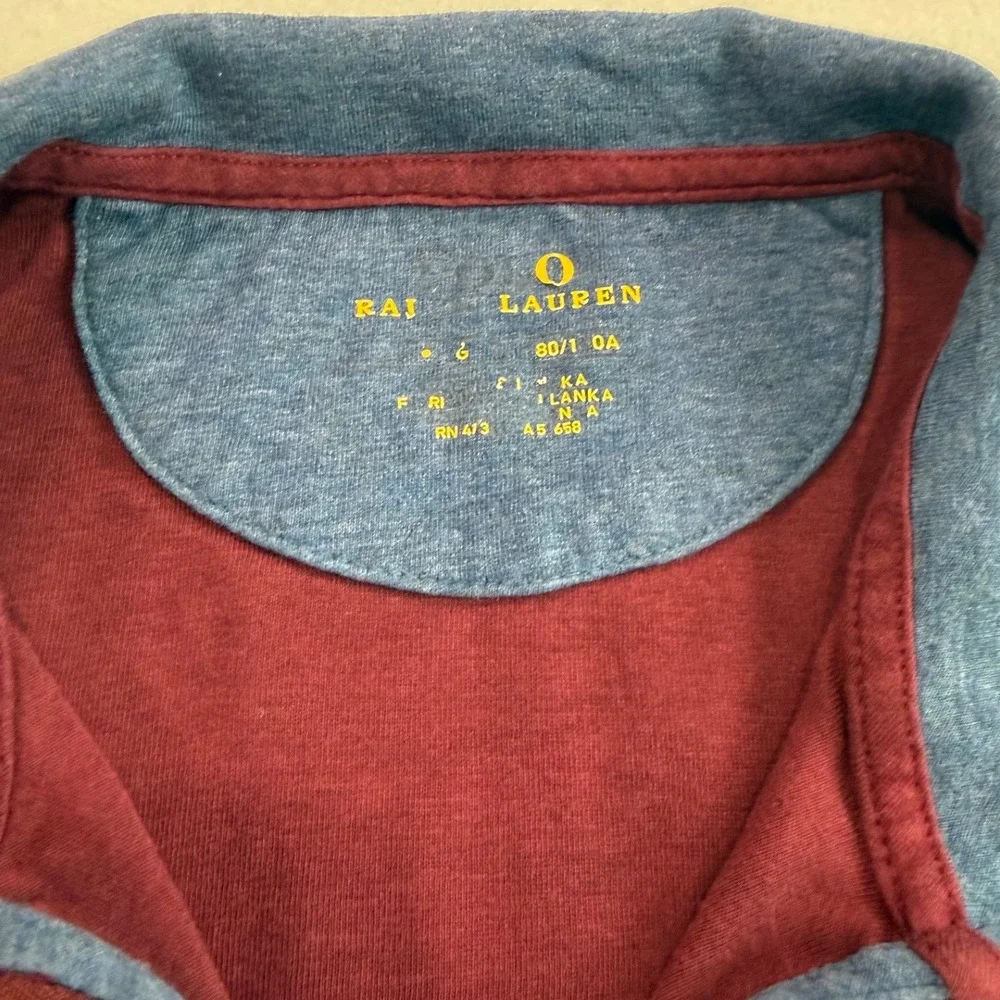 Polo Ralph Lauren Maroon Quarter Zip Pullover Sweater Mens XL Burgundy Cotton
